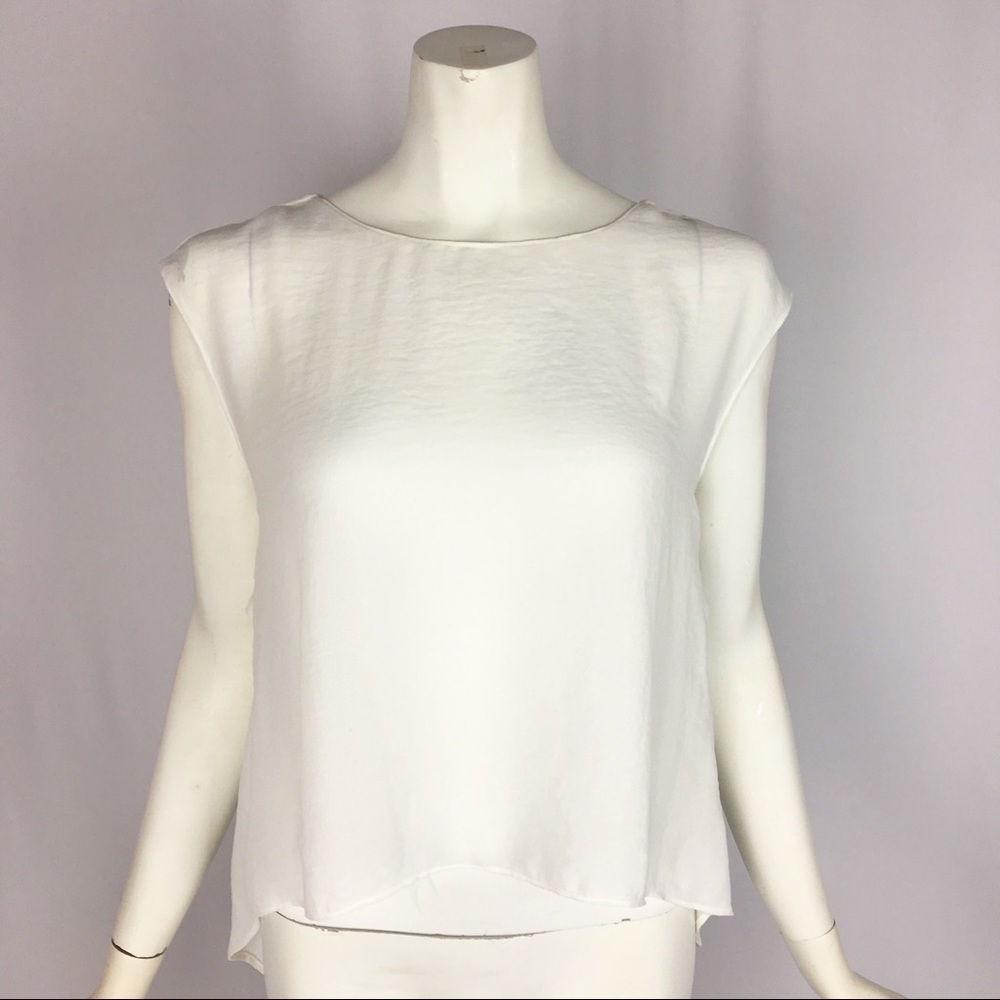 Alice & Olivia Air Open Back White High-low Blouse Lightweight Flowy Size XS